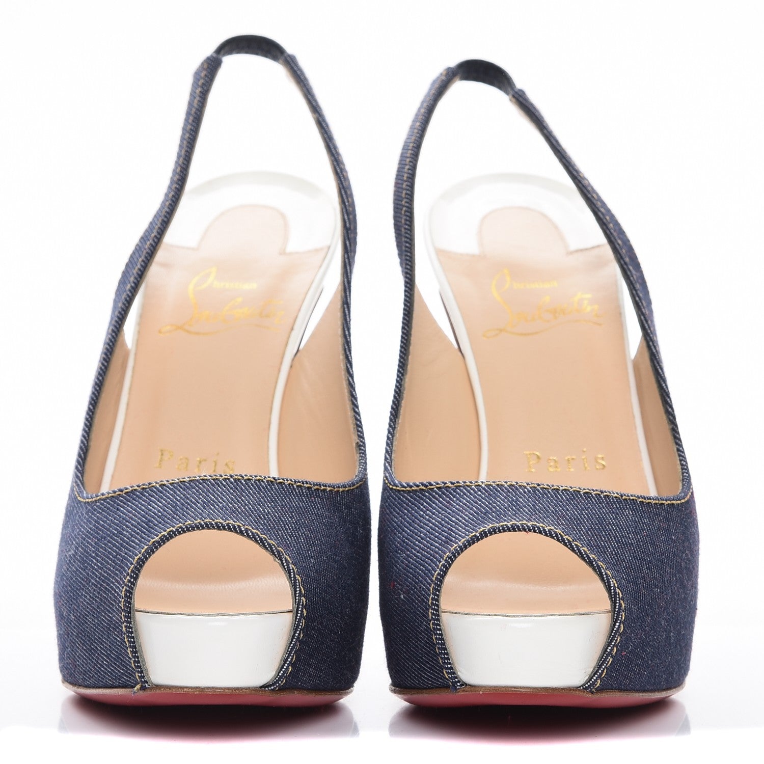 Christian Louboutin Denim Private Number 120 Pumps 36 Blue White 2 of 10