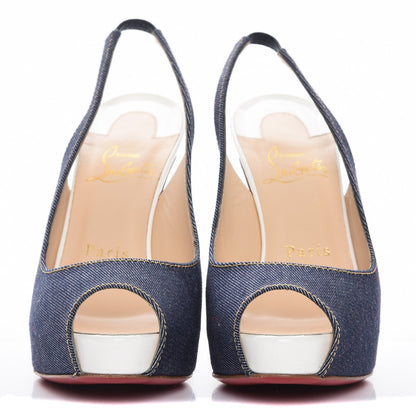 Christian Louboutin Denim Private Number 120 Pumps 36 Blue White 2 of 10