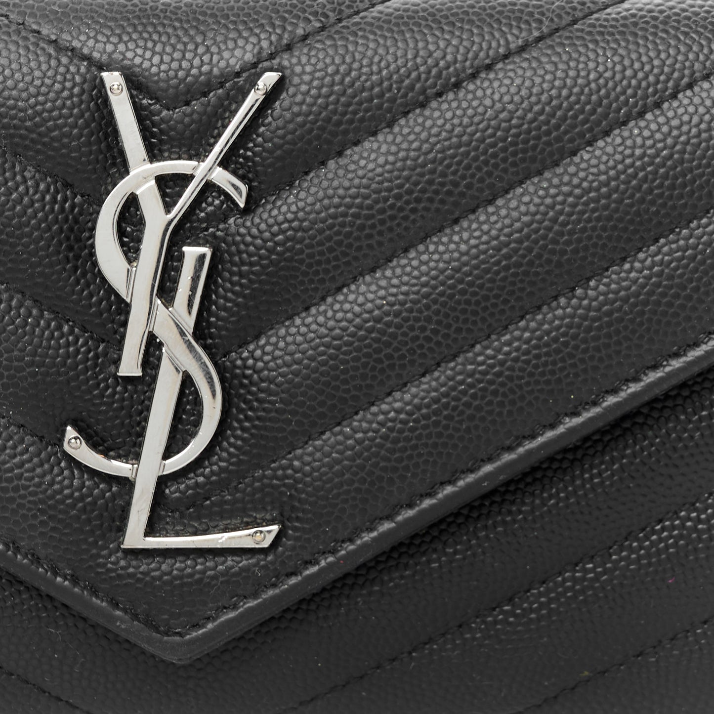 Grain De Poudre Matelasse Chevron Monogram Flap Wallet Black