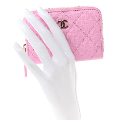 Chanel Caviar Quilted Zip Coin Purse Pink 2 of 7