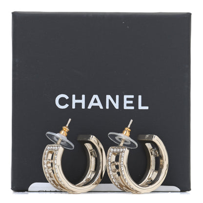 Chanel Metal Crystal Bow-tiful CC Hoop Earrings Gold 5 of 5