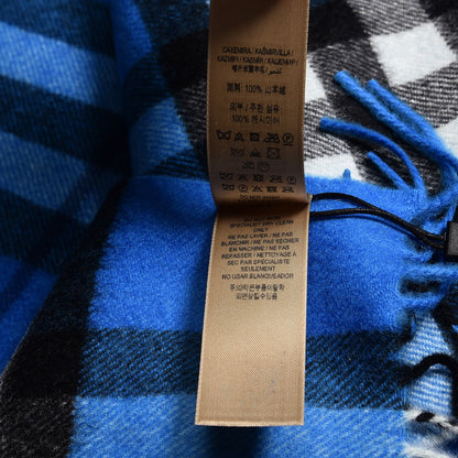 Burberry Cashmere Giant Check Fringe Scarf Bright Cornflower Blue 6 of 6