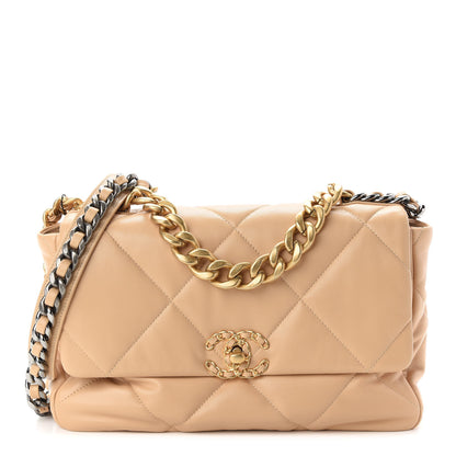 Chanel Lambskin Quilted Large Chanel 19 Flap Beige 1 of 9