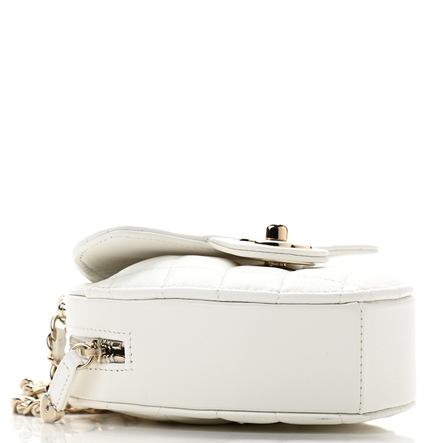 Chanel Lambskin Quilted CC In Love Heart Clutch With Chain White 4 of 11