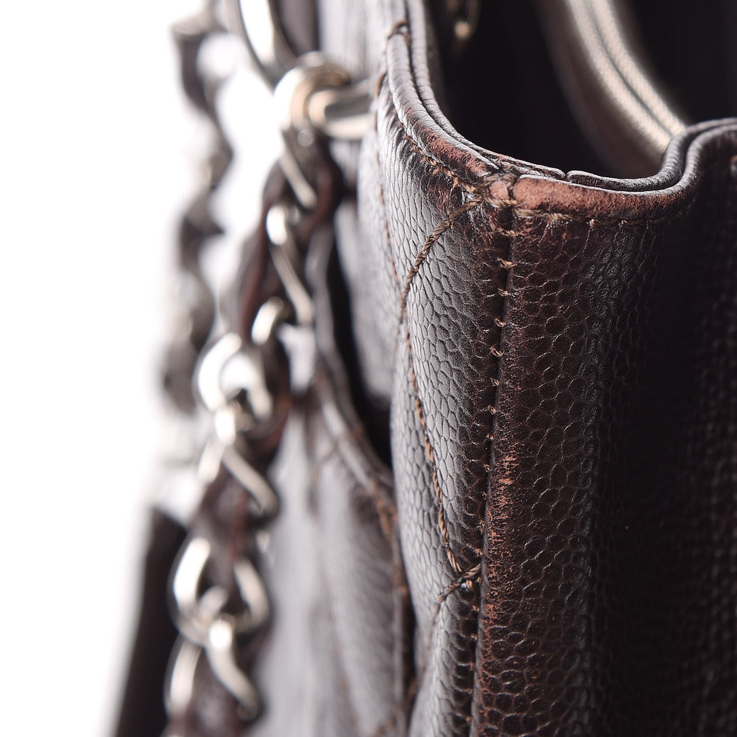 Caviar Quilted Grand Shopping Tote GST Dark Brown