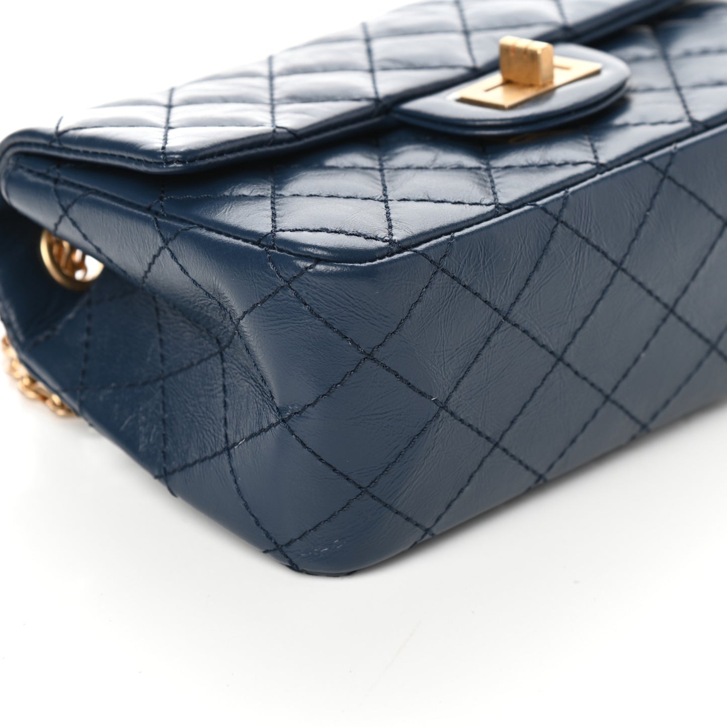 Aged Calfskin Quilted 2.55 Reissue Mini Flap Blue