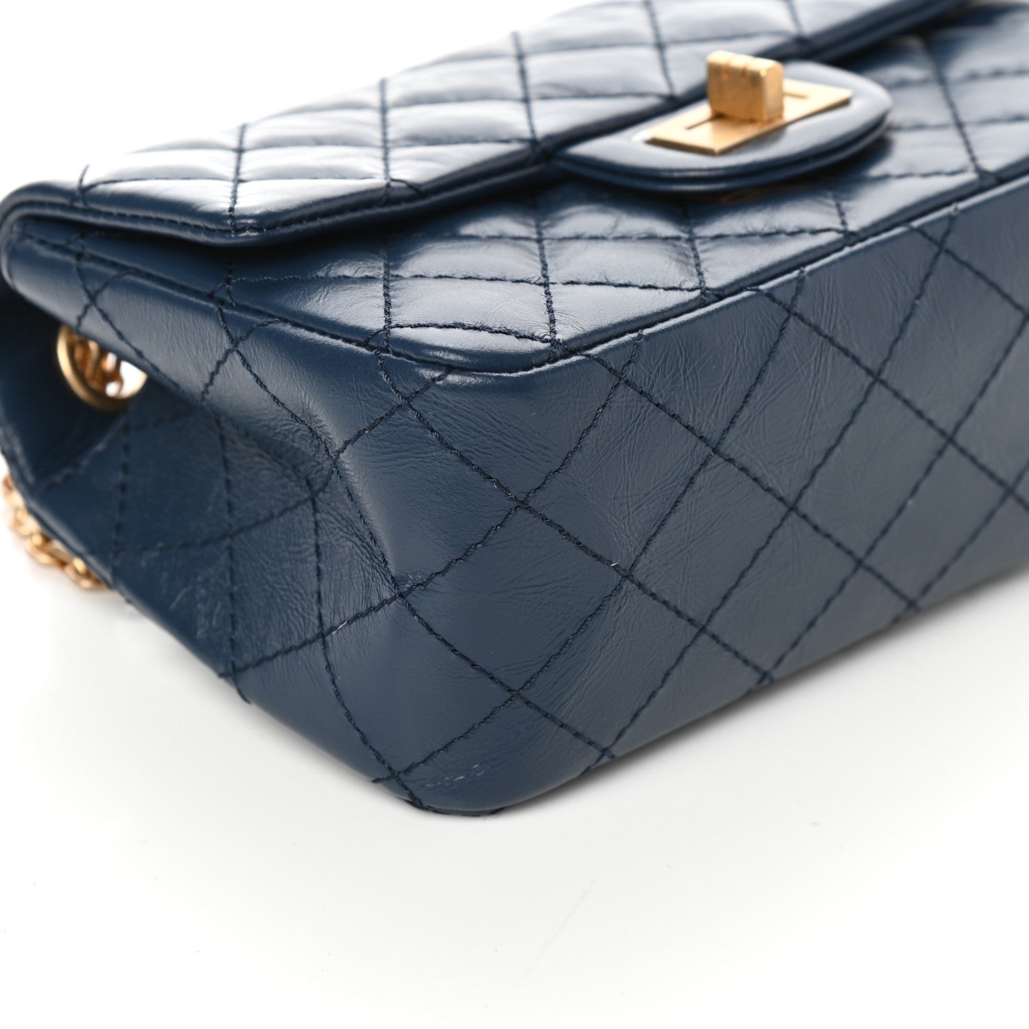 Chanel Aged Calfskin Quilted 2.55 Reissue Mini Flap Blue 9 of 10