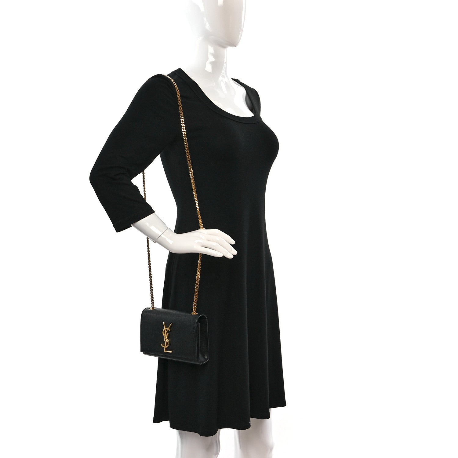 Saint Laurent Grain De Poudre Small Monogram Kate Satchel Black 2 of 8
