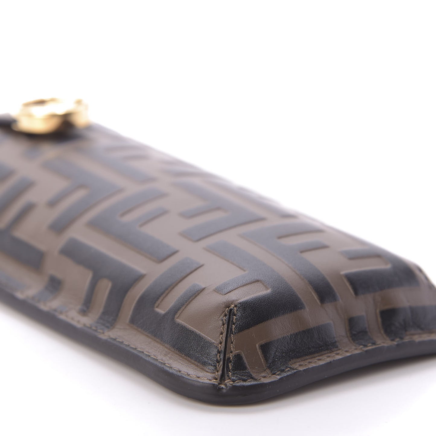 Vitello Soft F is Fendi Bi-Color FF 1974 Embossed Phone Pouch Maya Black