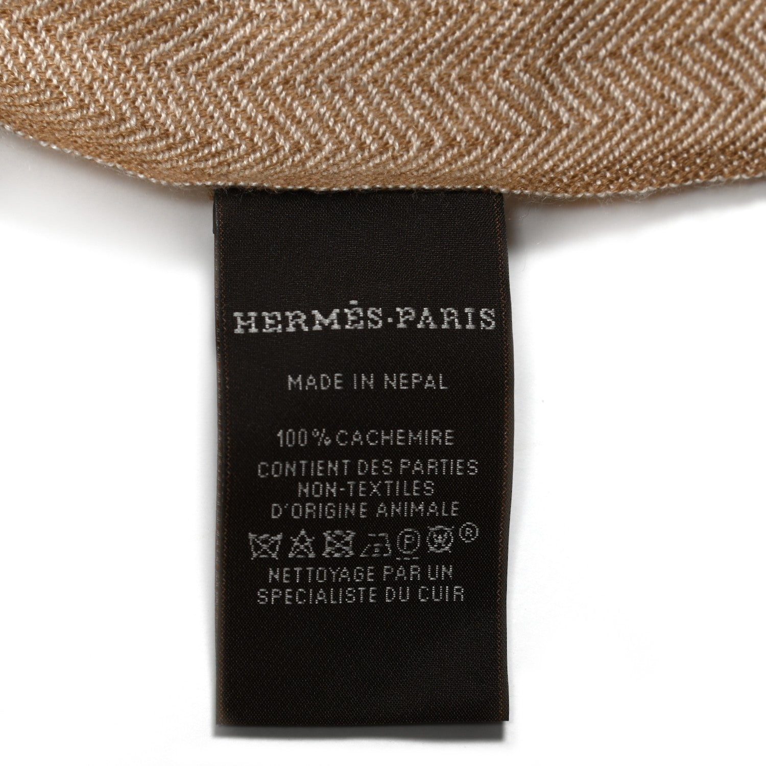 Hermes Cashmere Colorblock Himalaya Artisanale Muffler Brun Taupe Camel 3 of 3