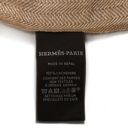 Hermes Cashmere Colorblock Himalaya Artisanale Muffler Brun Taupe Camel 3 of 3