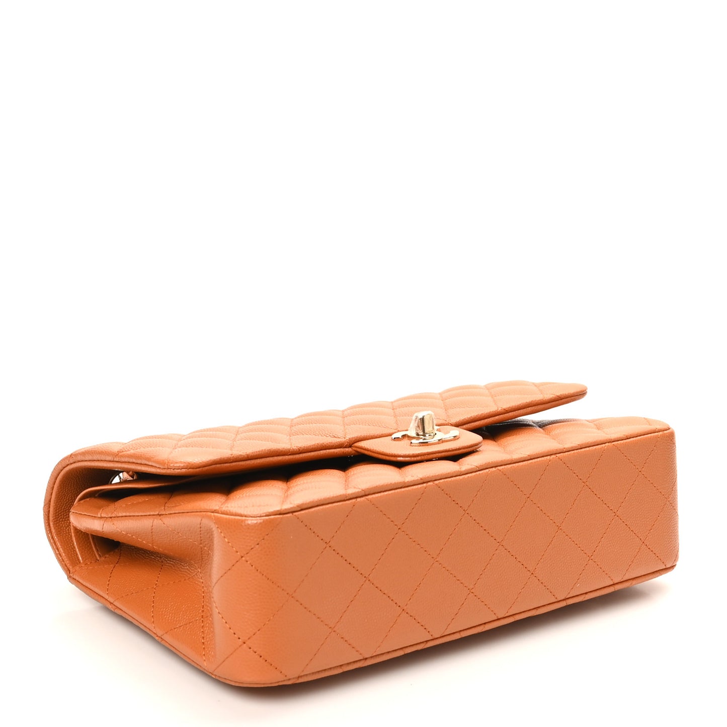 Caviar Quilted Medium Double Flap Light Brown