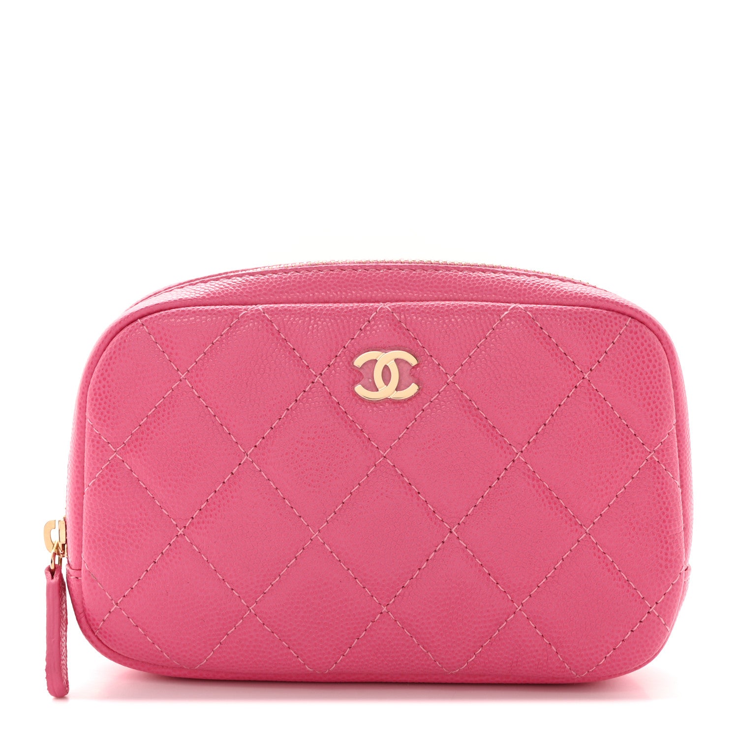Chanel Caviar Quilted Small Curvy Pouch Cosmetic Case Pink 1 of 7