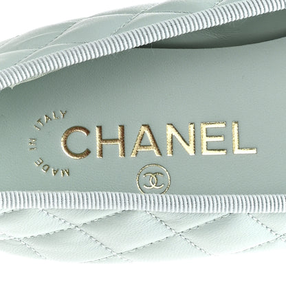 Chanel Lambskin Quilted CC Cap Toe Ballerina Flats 38.5 Light Blue 8 of 10