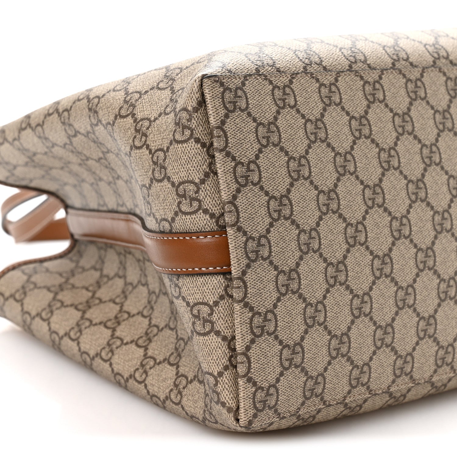 Gucci GG Supreme Monogram Emblem Large Tote Bag Beige Ebony Sundial 9 of 10