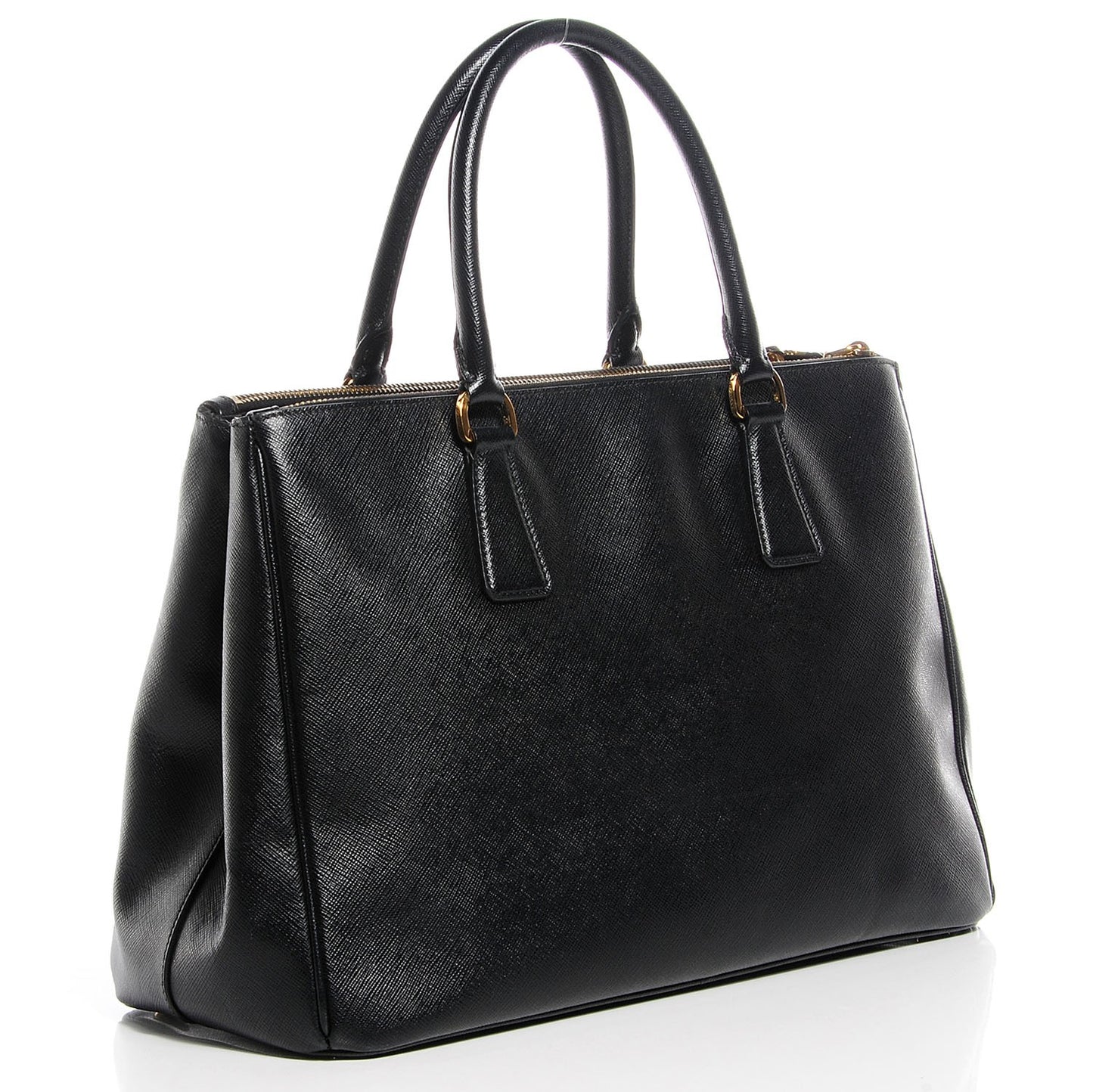 Saffiano Lux Medium Double Zip Tote Nero Black