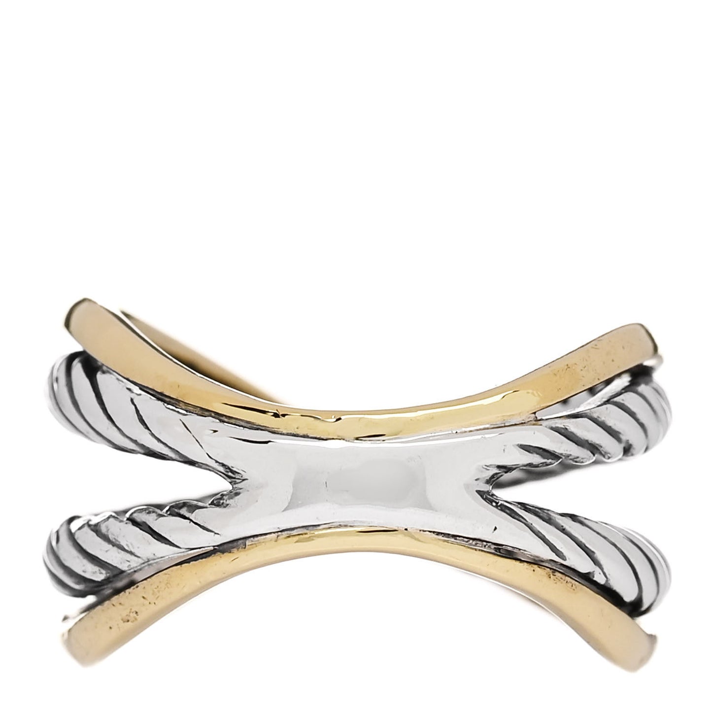 Sterling Silver 18K Yellow Gold Crossover Ring 51 5.75