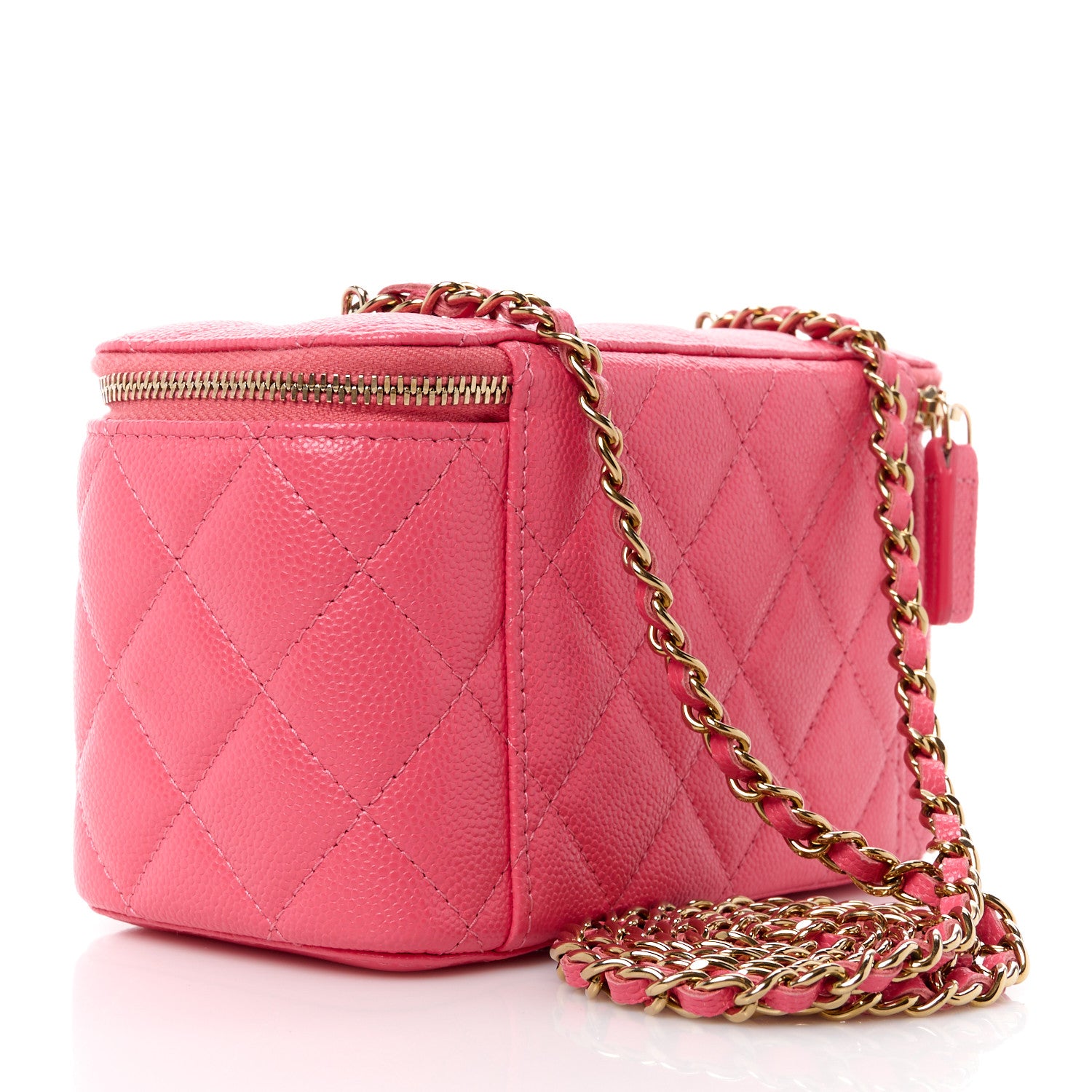 Chanel Caviar Quilted Small Vanity Case With Chain Pink 3 of 11