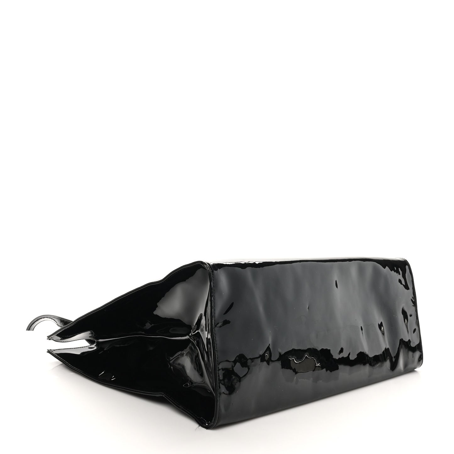 Patent Vegan Leather Large Shopping Bag Black