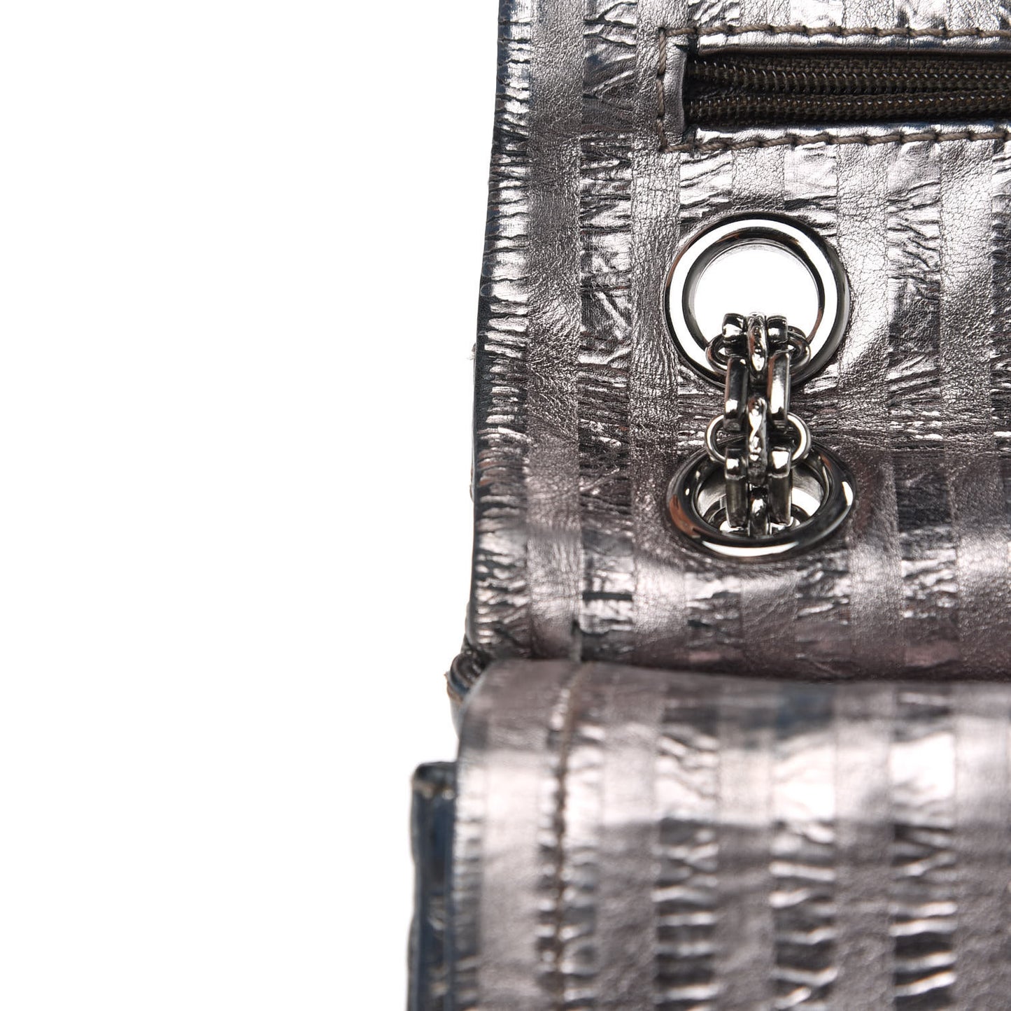 Metallic Striped Calfskin 2.55 Reissue 226 Flap Silver