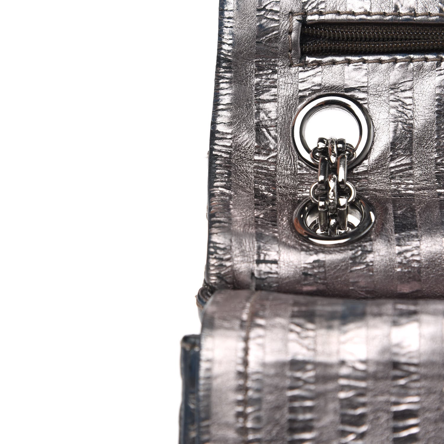 Chanel Metallic Striped Calfskin 2.55 Reissue 226 Flap Silver 12 of 15