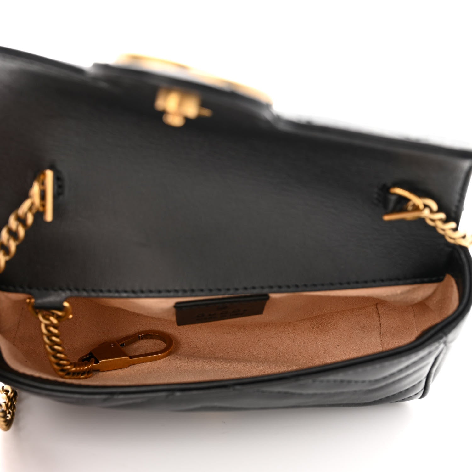 Gucci Calfskin Matelasse Super Mini GG Marmont Shoulder Bag Black 5 of 10
