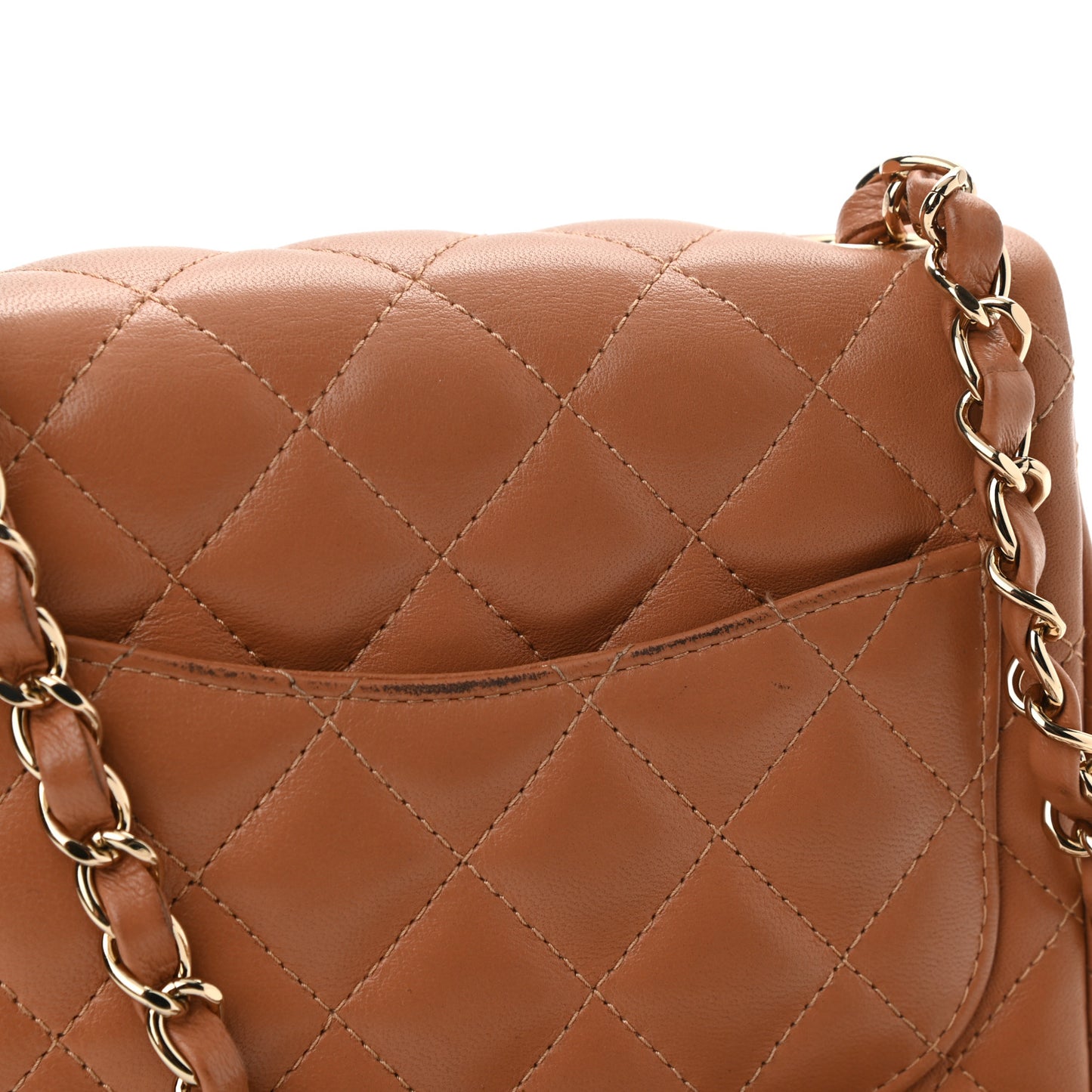 Lambskin Quilted Mini Square Flap Brown