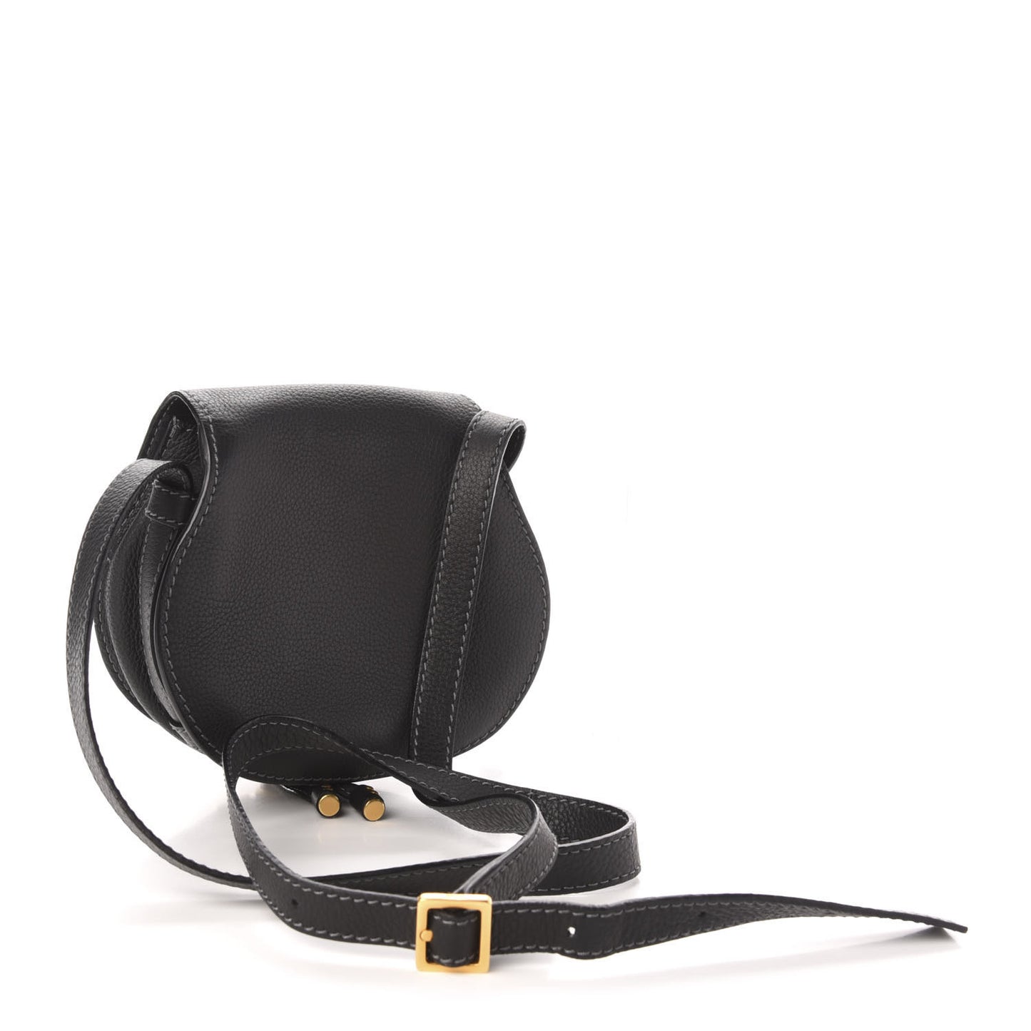 Calfskin Mini Marcie Round Crossbody Bag Black