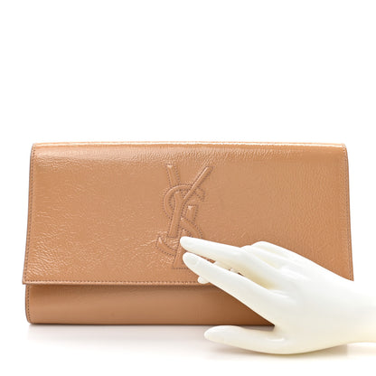 Saint Laurent Textured Patent Calfskin Monogram Large Belle De Jour Clutch Beige 2 of 15
