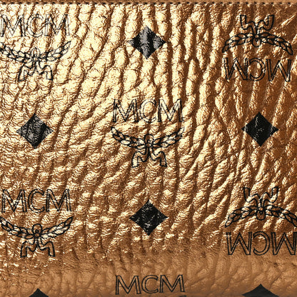 MCM Metallic Visetos Cosmetic Pouch Gold 7 of 9