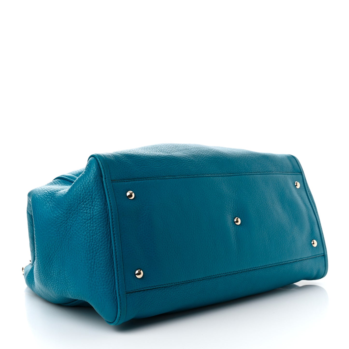 Pebbled Calfskin Large Soho Shoulder Bag Riviera Blue