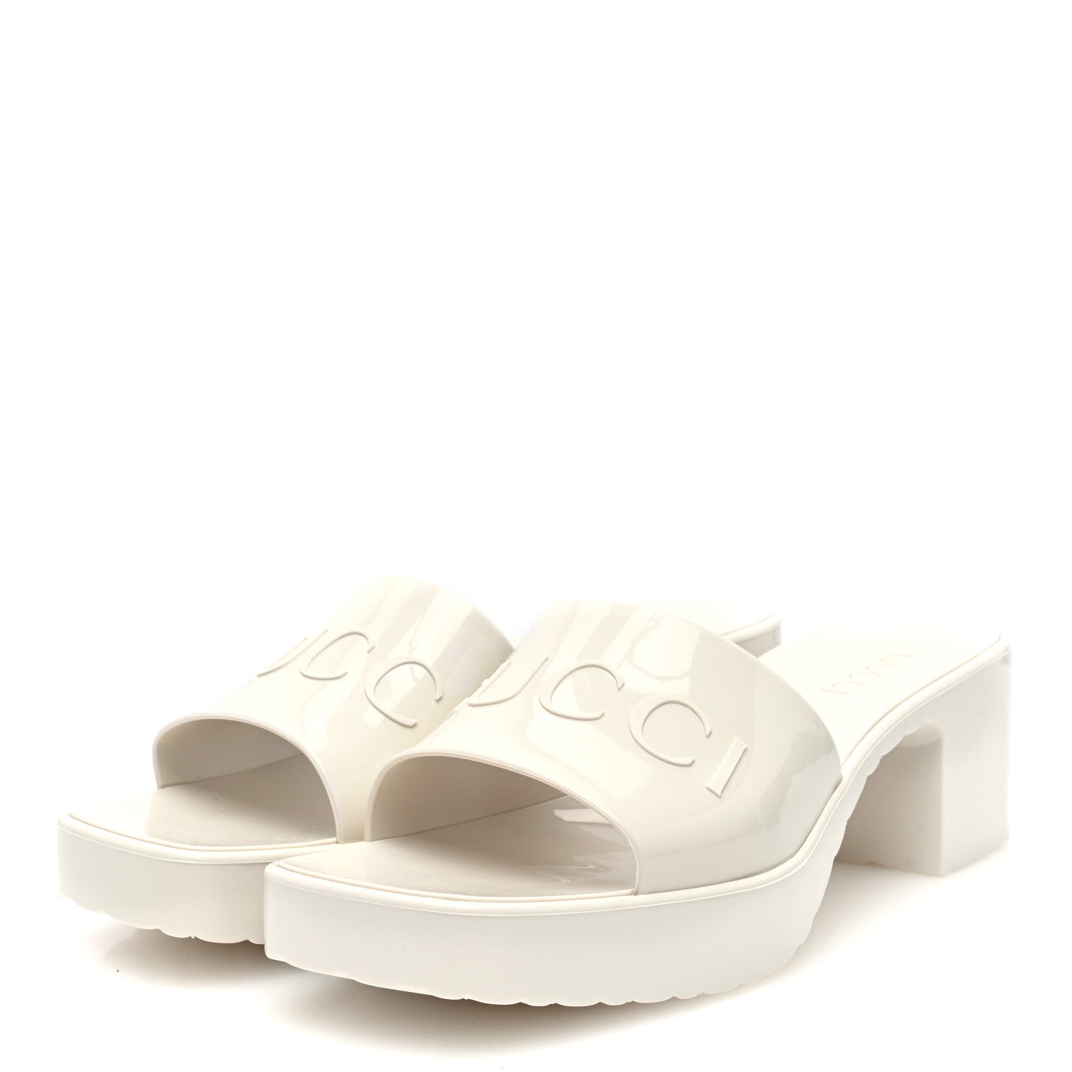 Gucci Rubber Gucci Logo Womens Platform 20/60mm Slide Sandals 38 Mystic White 2 of 8