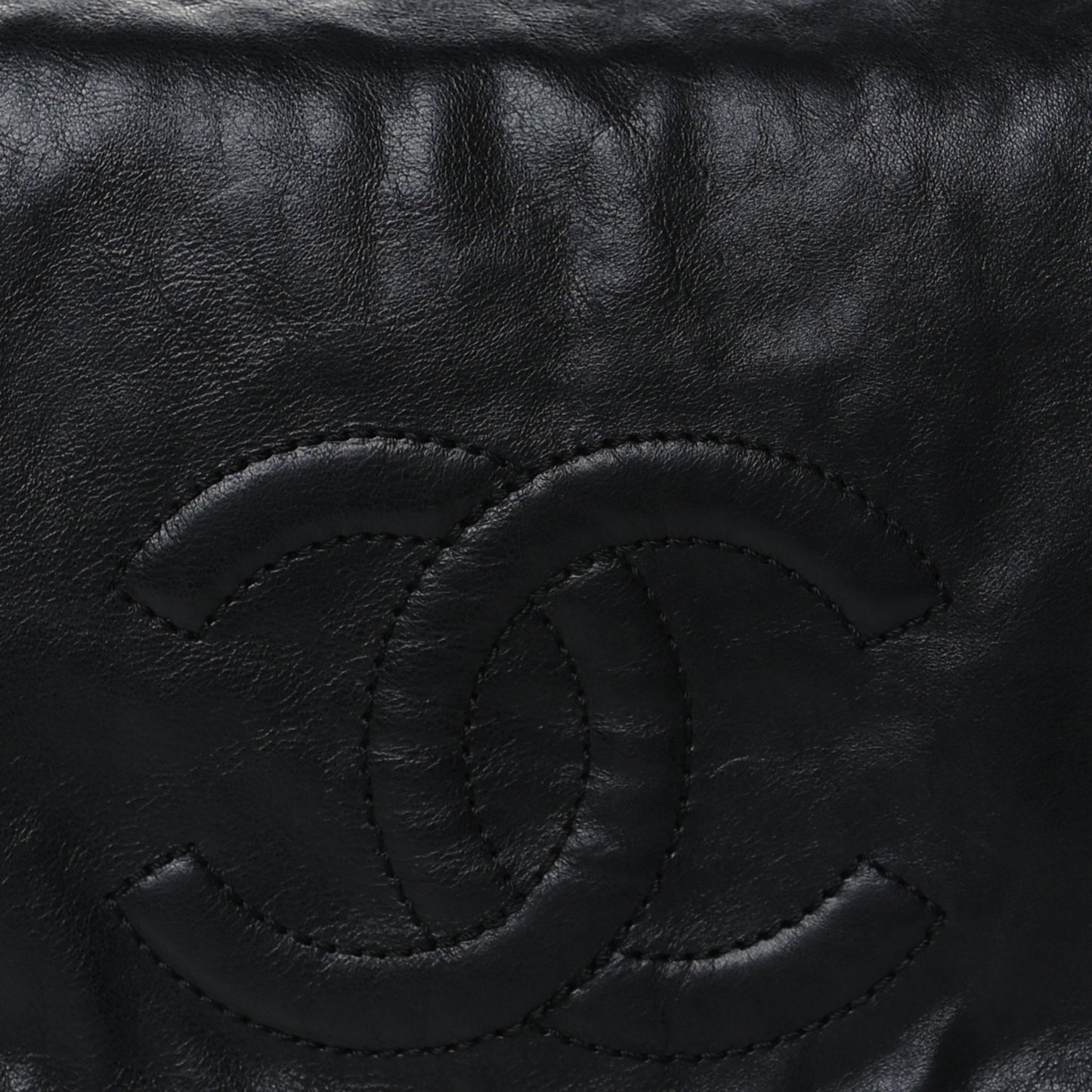 Calfskin Small Rock and Chain Flap Black
