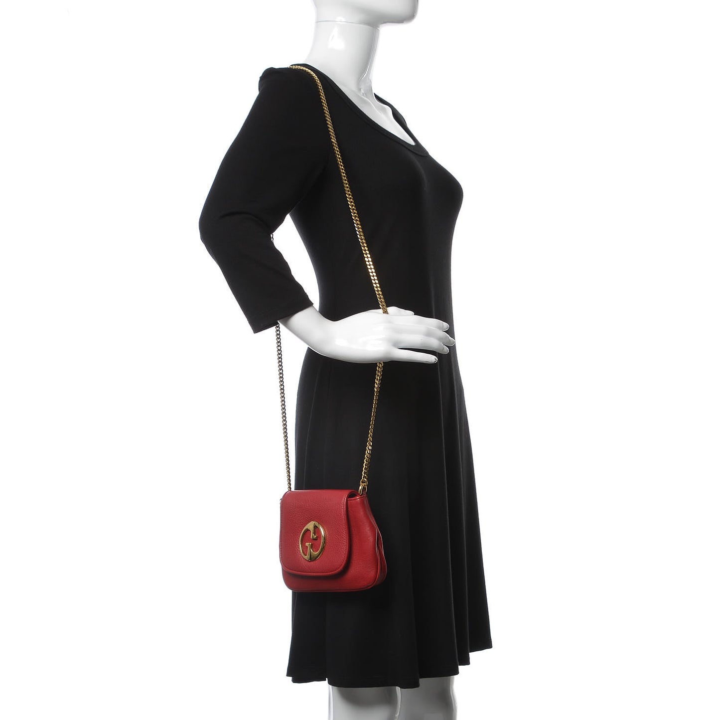Pebbled Calfskin Small 1973 Chain Shoulder Bag Red