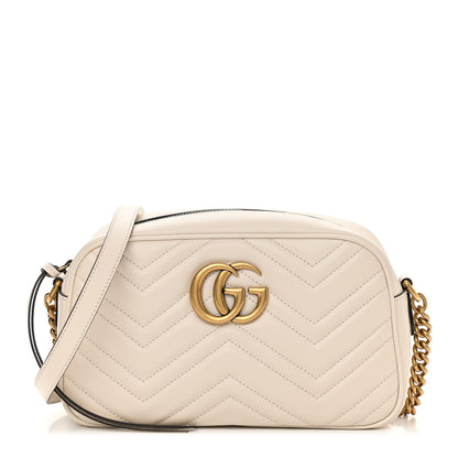 Gucci Calfskin Matelasse Small GG Marmont Chain Shoulder Bag White 1 of 10