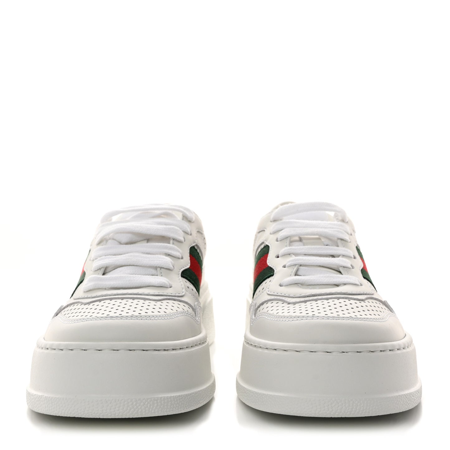 Calfskin Web Perforated Womens Platform 55mm Sneakers 36 White Bright Splash