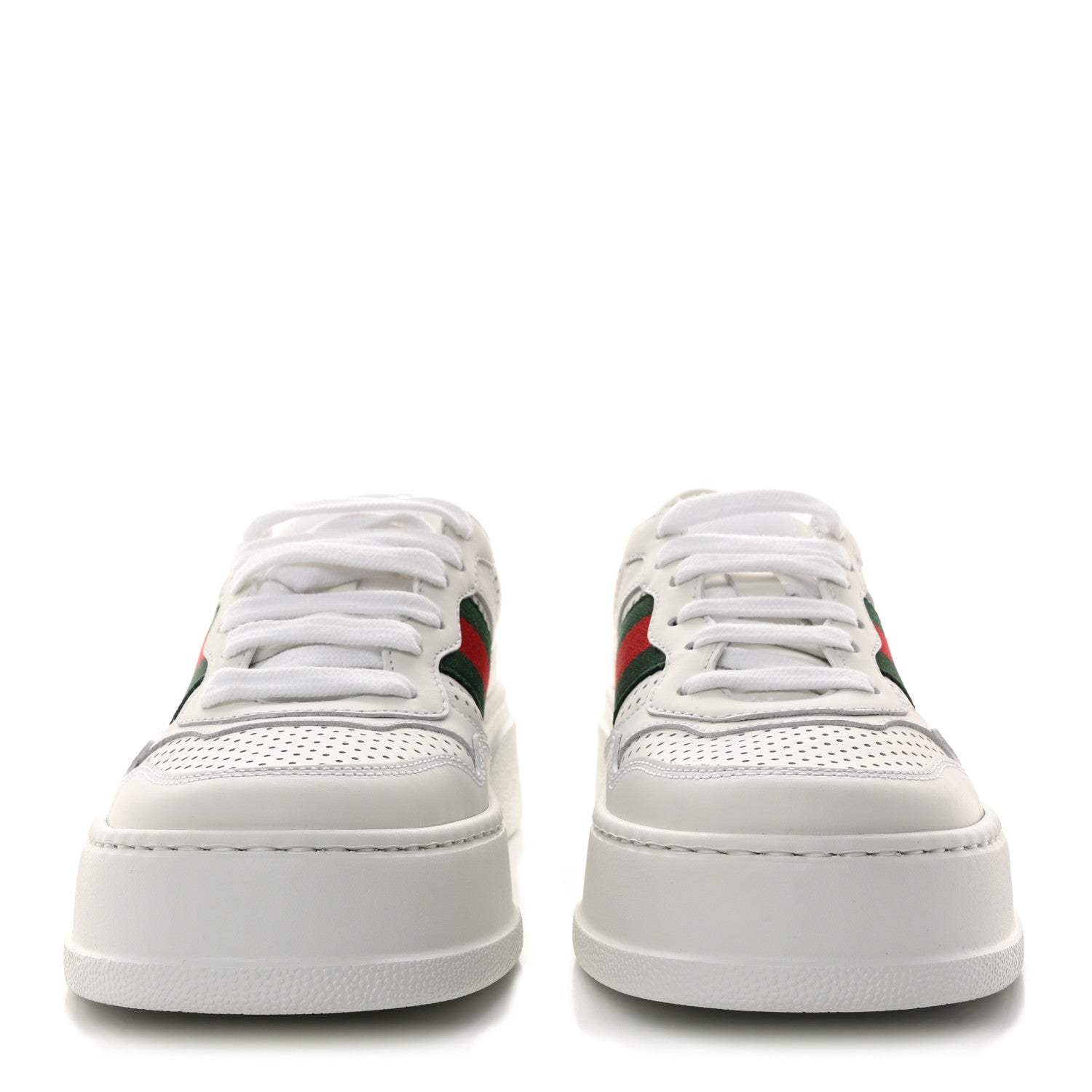 Gucci Calfskin Web Perforated Womens Platform 55mm Sneakers 36 White Bright Splash 2 of 9