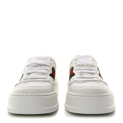 Gucci Calfskin Web Perforated Womens Platform 55mm Sneakers 36 White Bright Splash 2 of 9