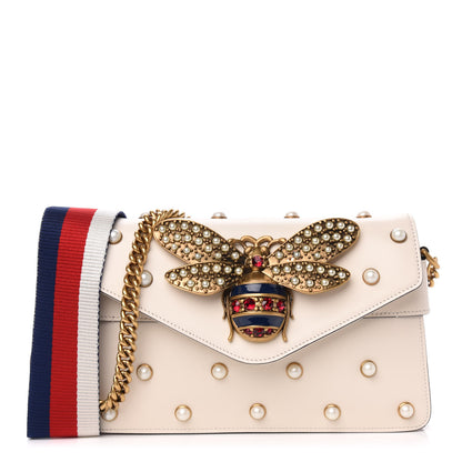 Gucci Nappa Pearl Studded Mini Queen Margaret Broadway Shoulder Bag Mystic White 1 of 13