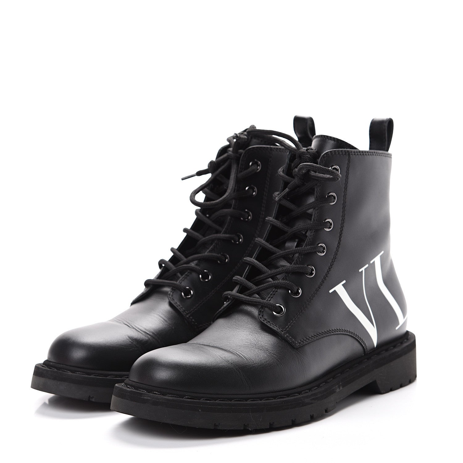 Valentino Garavani Calfskin VLTN 20mm Combat Boots 39.5 Black White 3 of 9