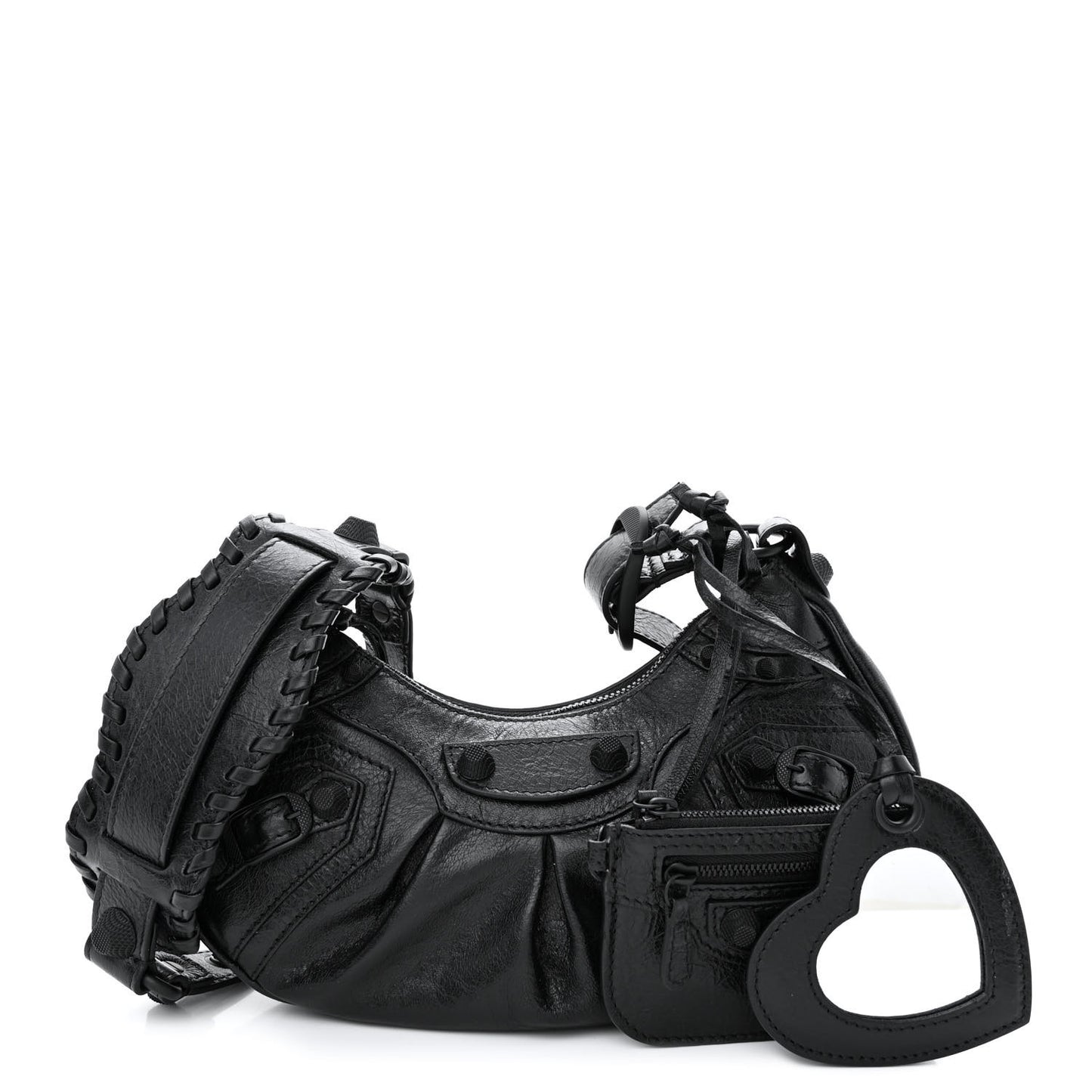 Agneau Arena Monochrome Le Cagole Shoulder Bag XS Black