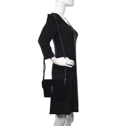 Saint Laurent Velvet Y Quilted Monogram Toy Loulou Crossbody Navy 2 of 10