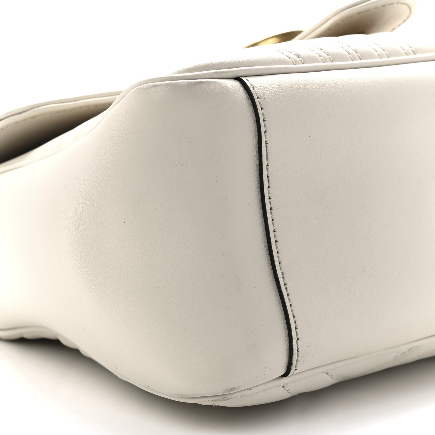 Calfskin Matelasse Small GG Marmont Top Handle Shoulder Bag White