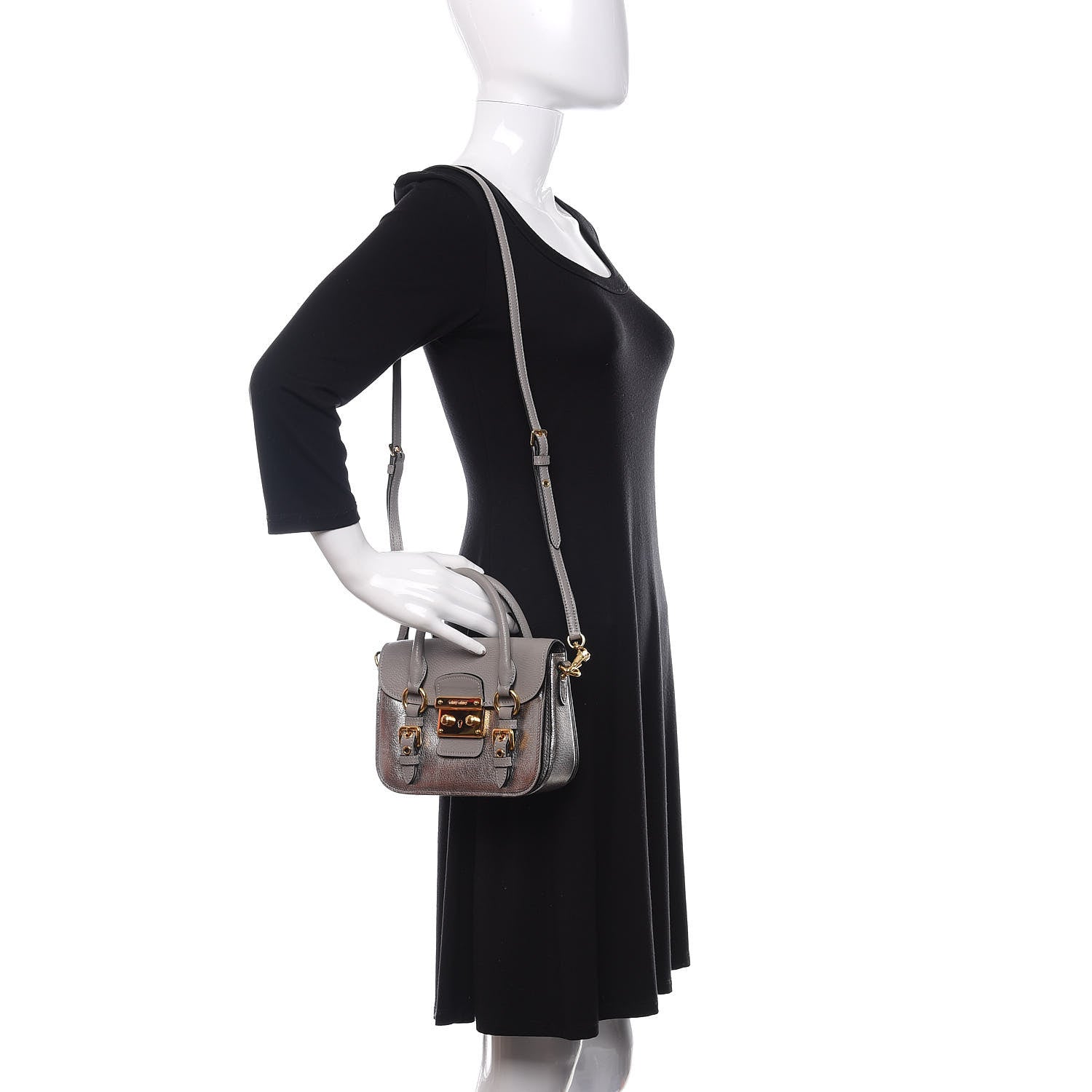 Miu Miu Metallic Goatskin Madras Crossbody Bag Chrome 2 of 12