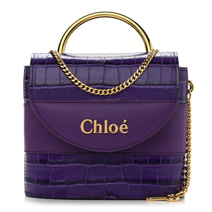Chloe Calfskin Crocodile Embossed Small Aby Lock Nightfall Purple 1 of 8