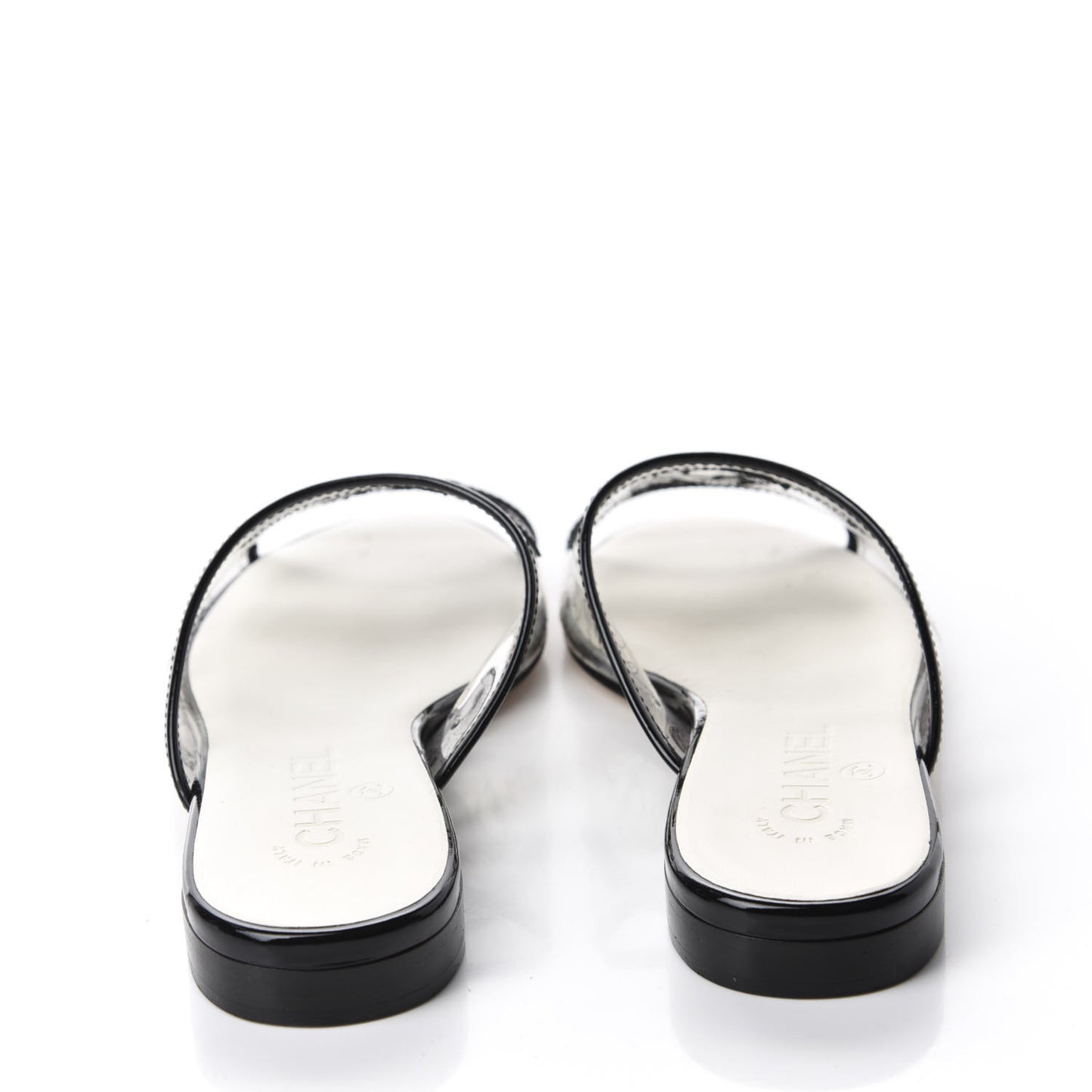 Patent Calfskin PVC Mule 36 Transparent Black
