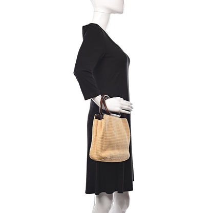 Chanel Woven Straw Raffia Wooden Handle Bag 2 of 11