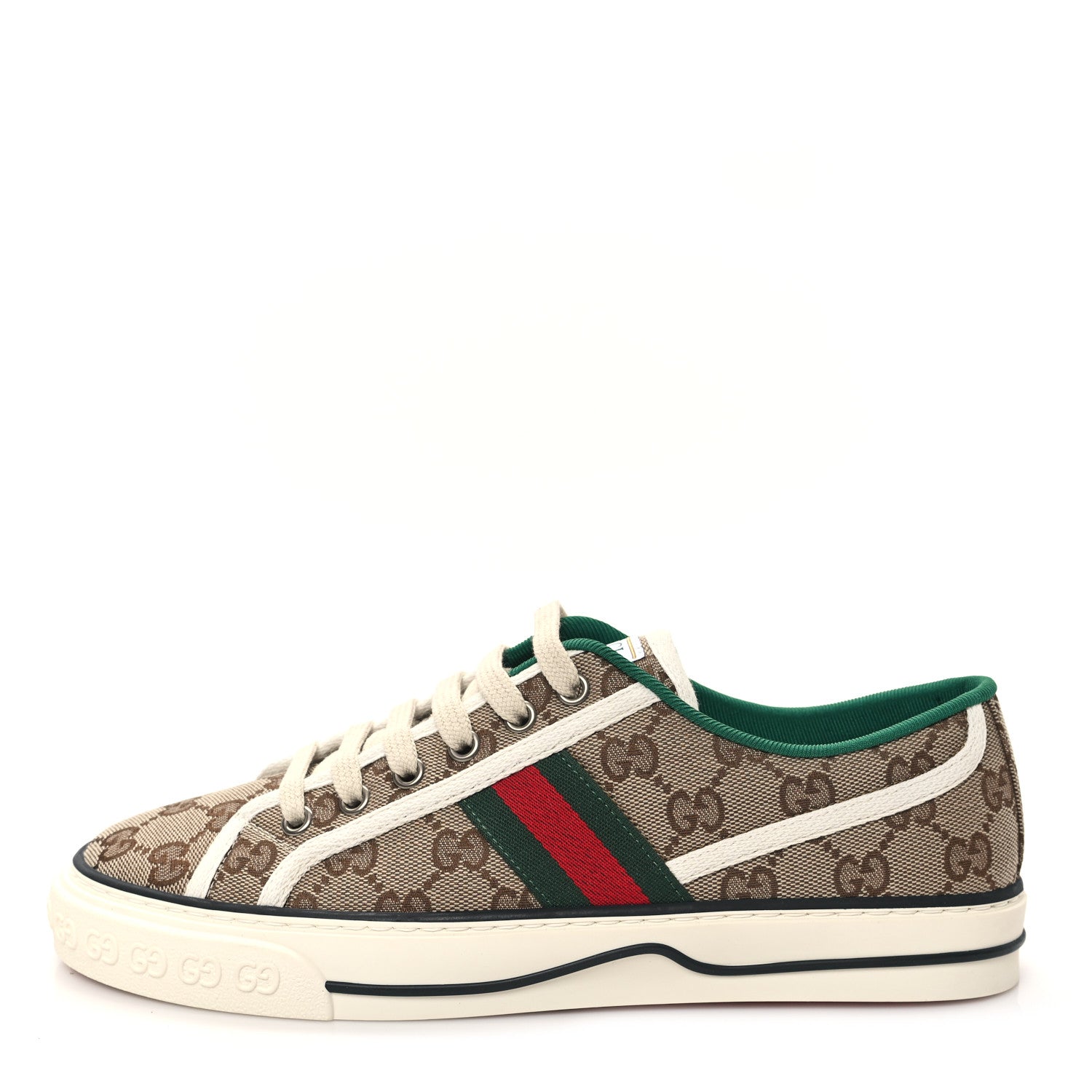 Gucci GG Monogram Web Womens 1977 Tennis Sneakers 39 Beige Ebony Mystic White 1 of 8