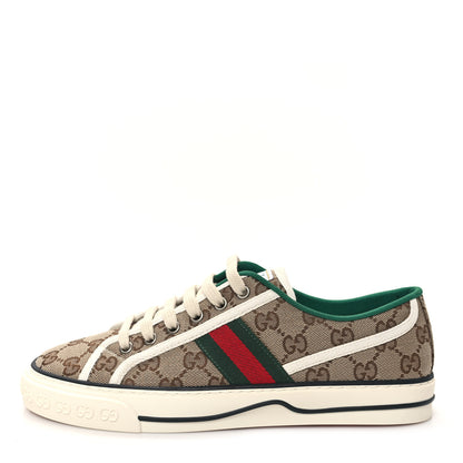 Gucci GG Monogram Web Womens 1977 Tennis Sneakers 39 Beige Ebony Mystic White 1 of 8