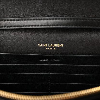 Saint Laurent Lambskin Carre Quilted Cassandre Chain Wallet Black 7 of 23